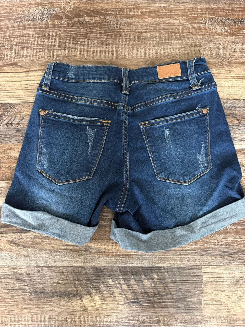 Judy Blue Dark Wash Distressed Cuffed Denim Shorts